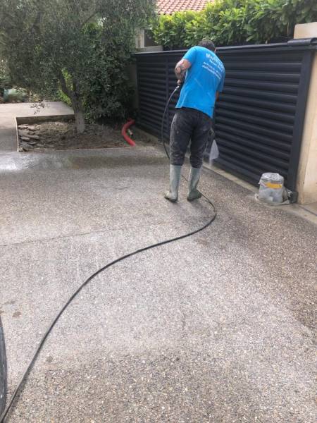 Béton désactivé pour terrasse chez un particulier