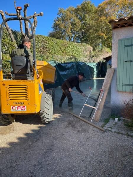 chantier d'une dalle béton